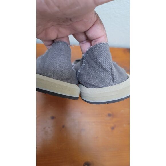 Sanuk Mens Brown Canvas Slip-On Shoes With Frayed Edges - Eco-Friendly & Comfort - Picture 5 of 11